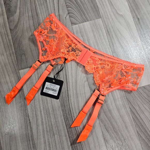 NWT Honey Birdette Whitney Orange Suspender Garter Belt Size L - Picture 2 of 7